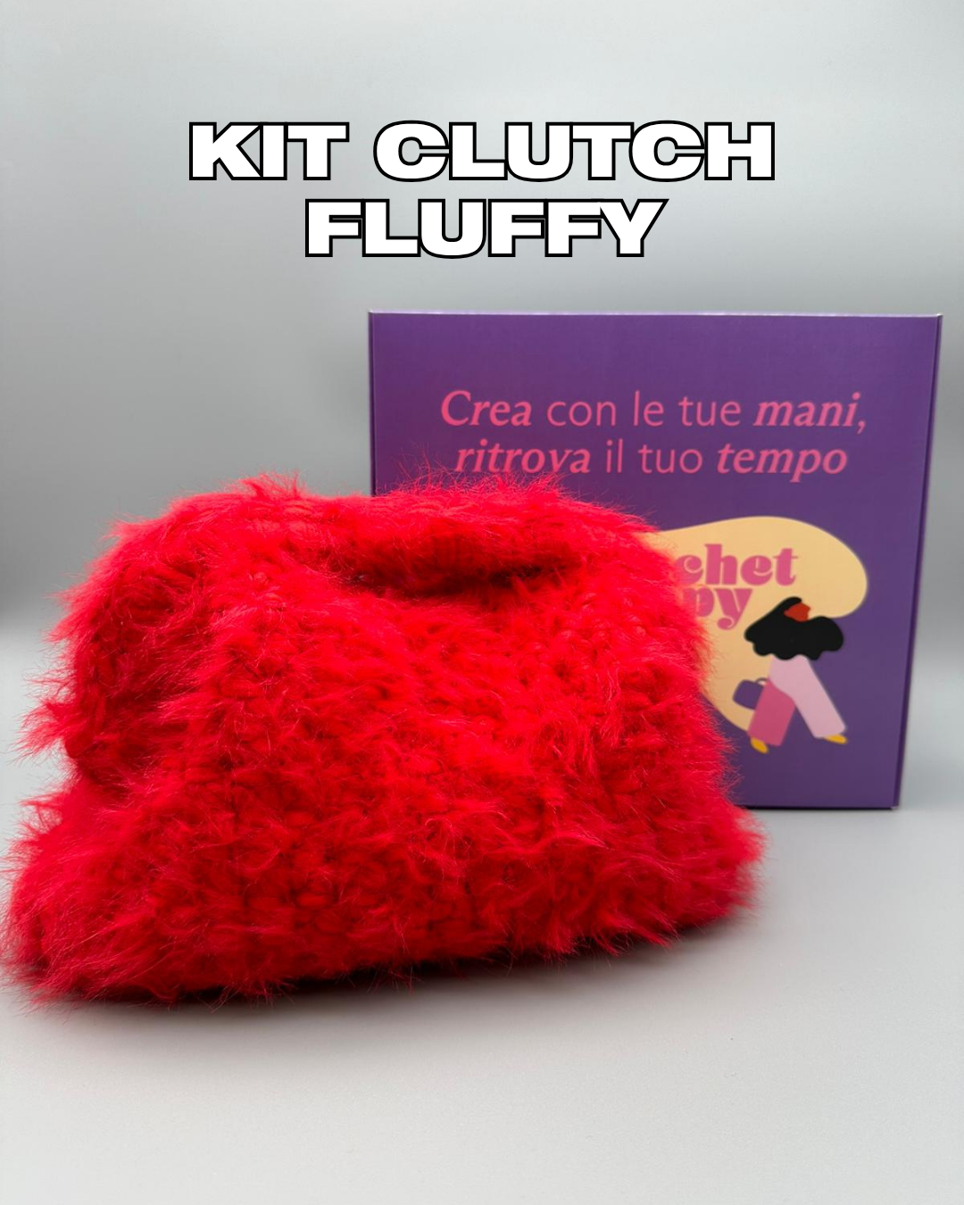 KIT BORSA CLUTCH FLUFFY ROSSA