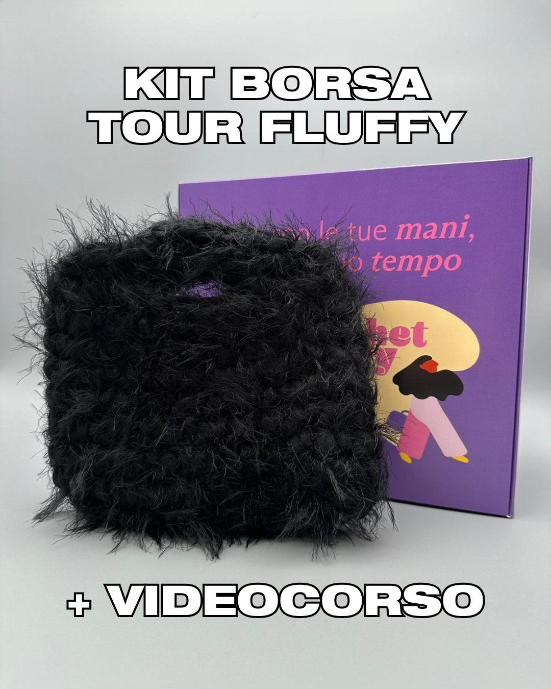 KIT BORSA TOUR FLUFFY NERA + VIDEOCORSO CLUTCH