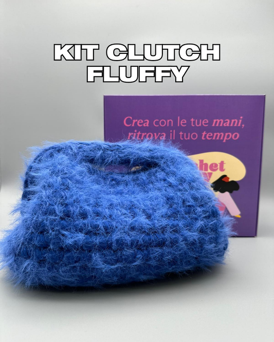 KIT BORSA CLUTCH FLUFFY BLU