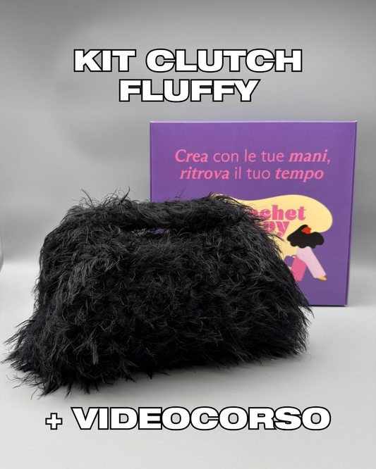 KIT BORSA CLUTCH FLUFFY NERO + VIDEOCORSO CLUTCH