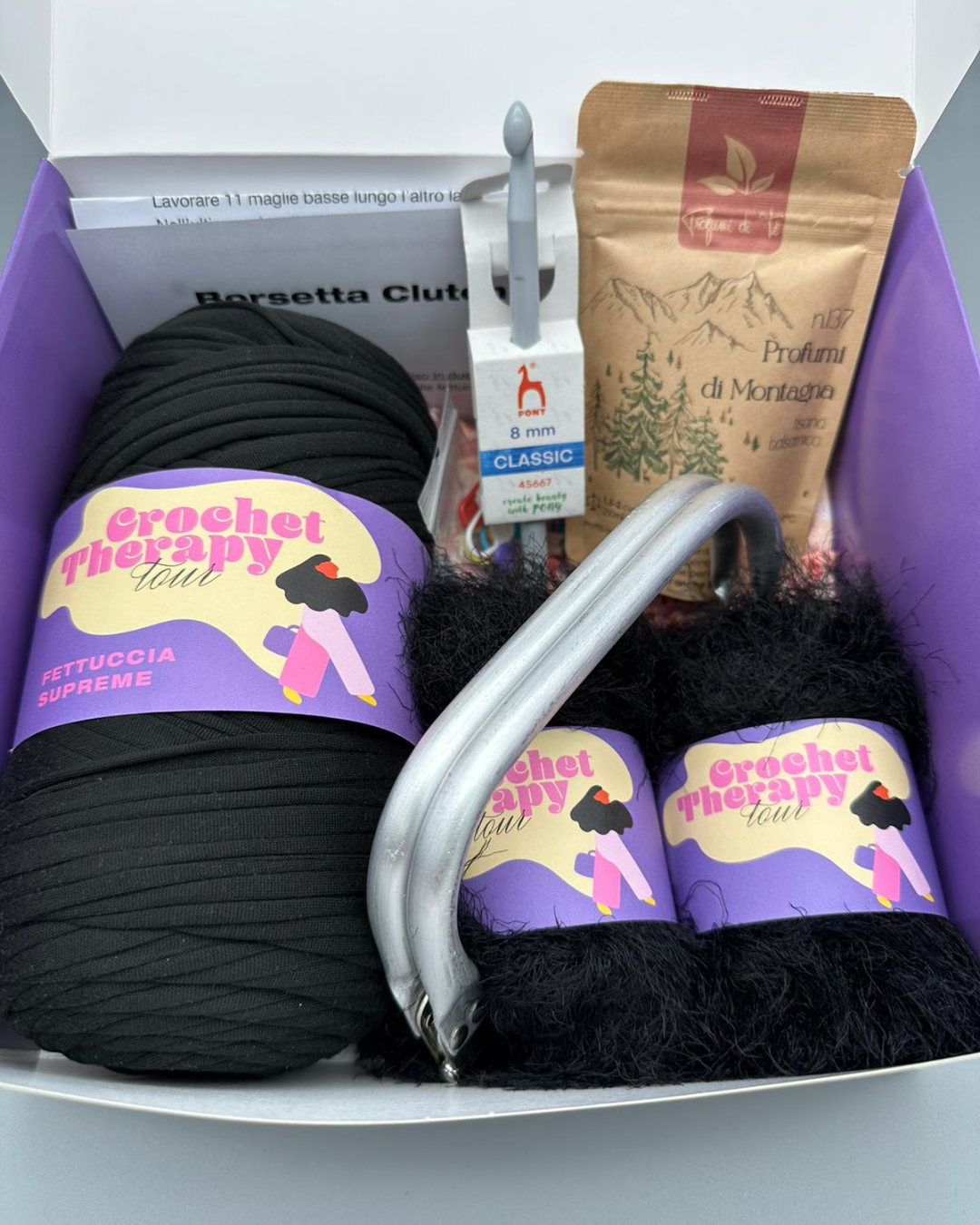 KIT BORSA CLUTCH FLUFFY NERO + VIDEOCORSO CLUTCH