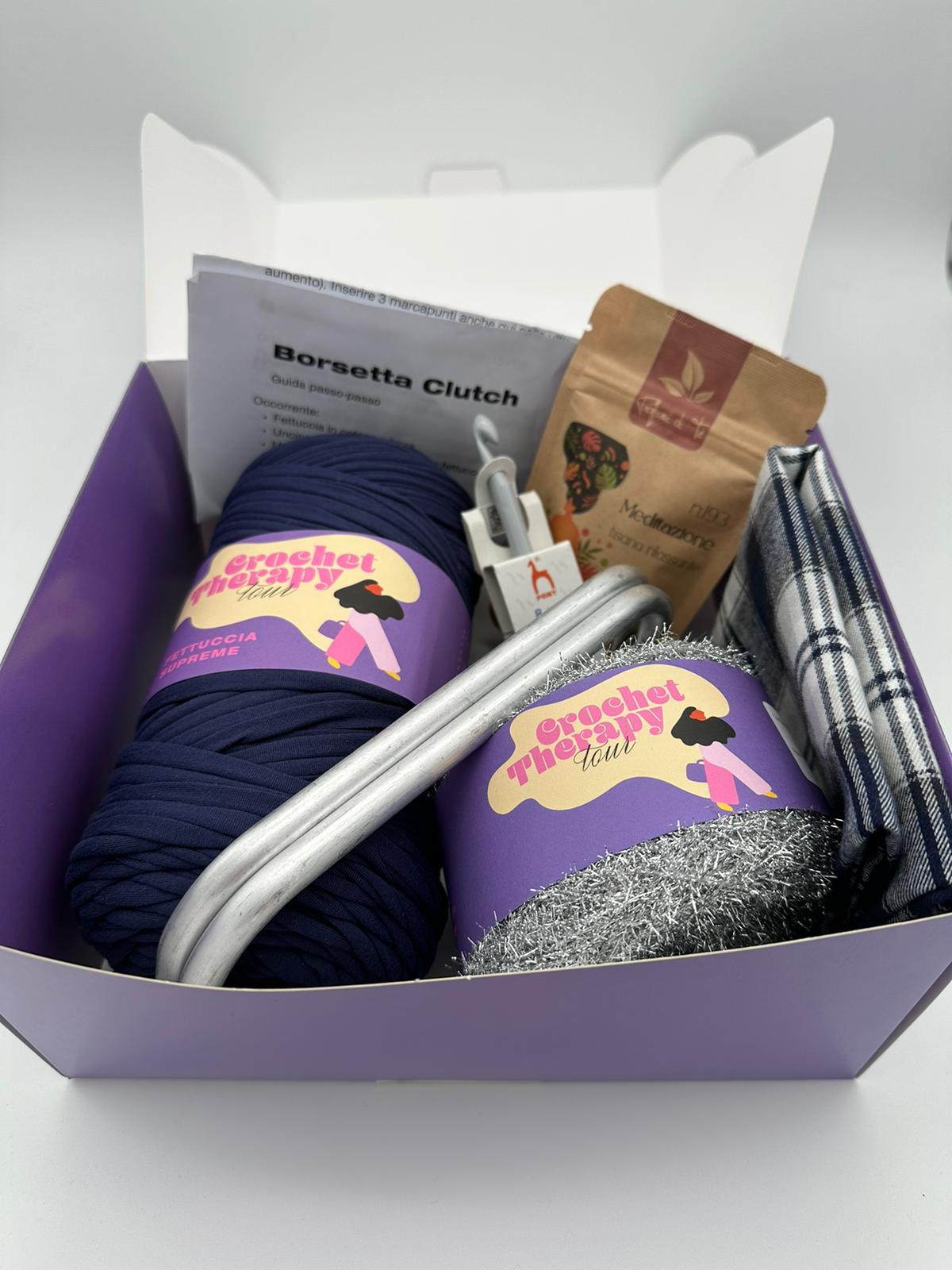 KIT BORSA CLUTCH LUREX BLUE JEANS