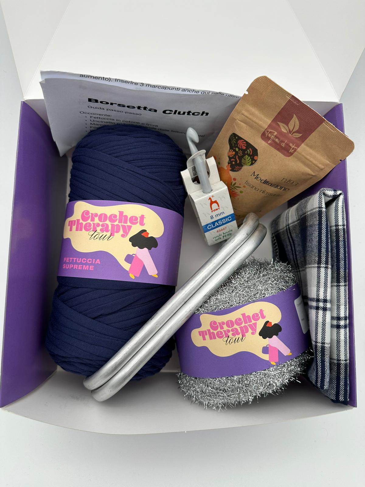 KIT BORSA CLUTCH LUREX BLUE JEANS